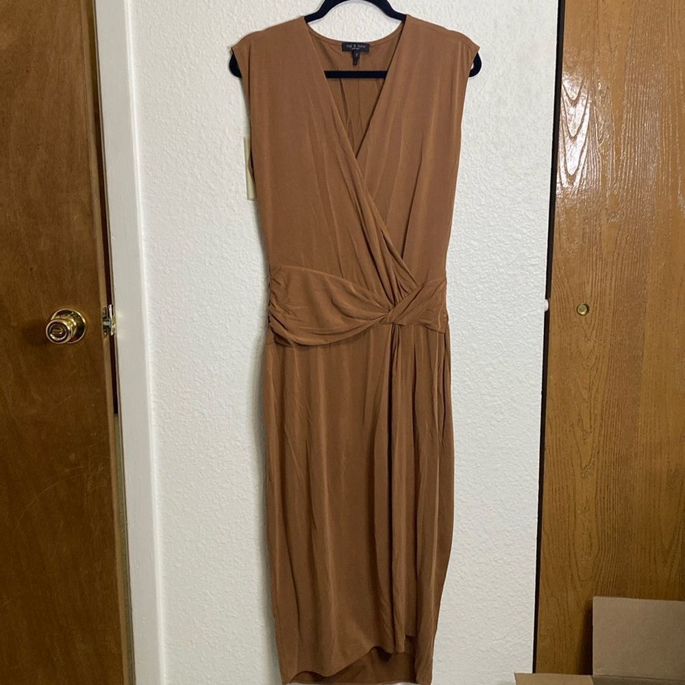 rag & bone Brown Midi wrap flattering crossover draped Dress